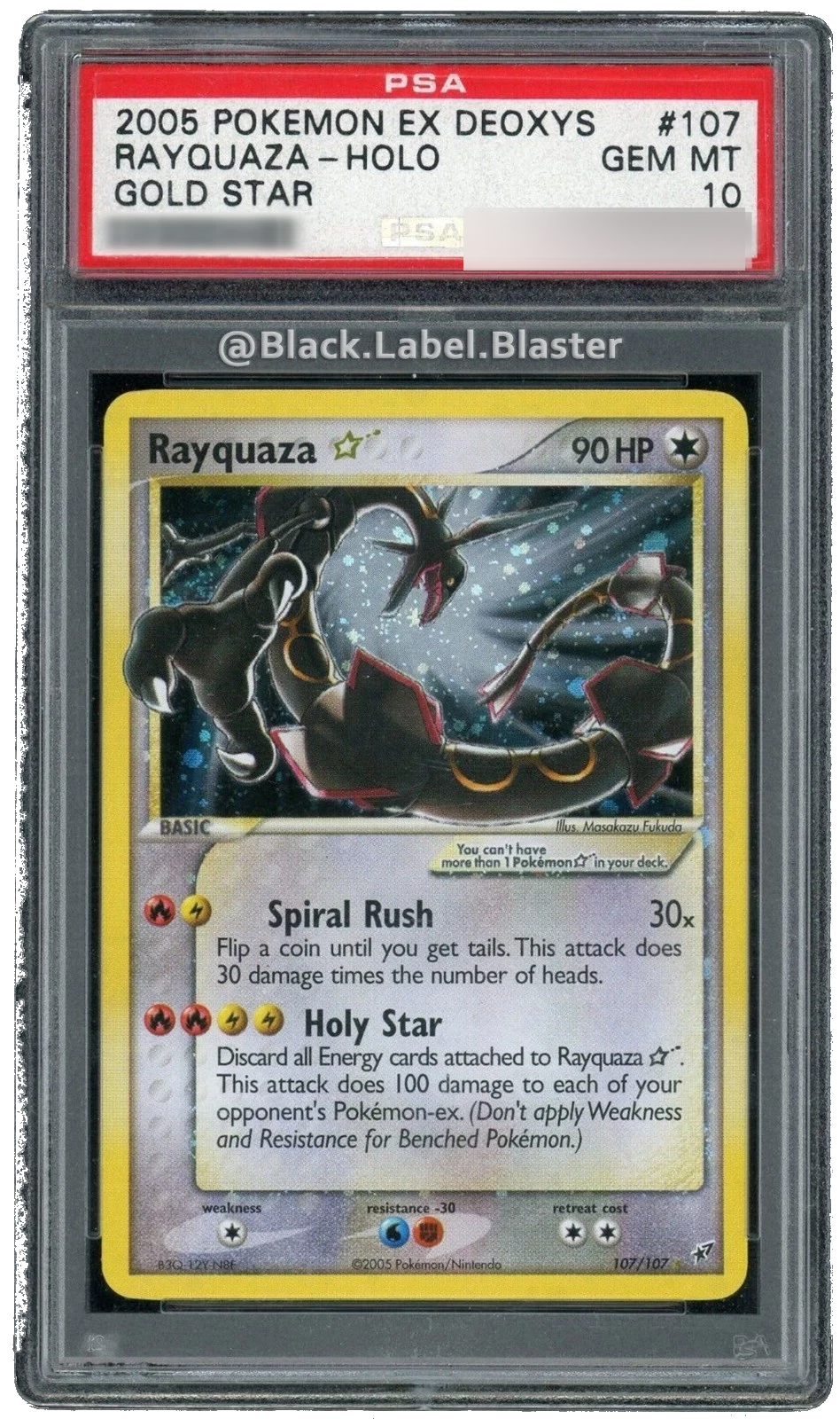 Rayquaza Gold Star #107 · PSA 10 slab
